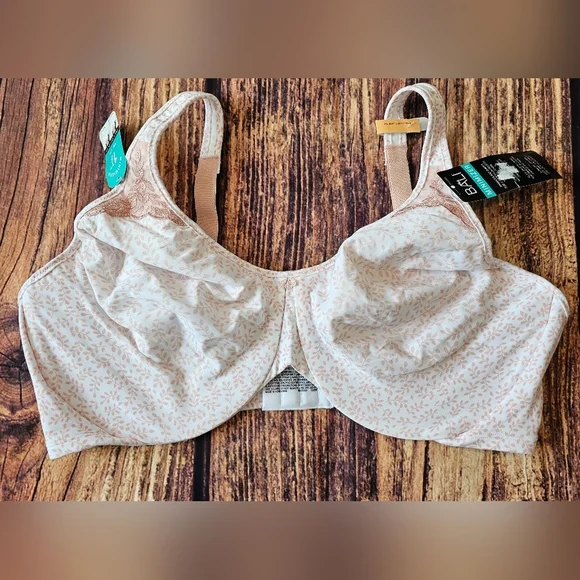 Bali •Size 42DD• Minimizer Underwire Pink Leaf Comfort Bra Brand New w/ Tags - Picture 2 of 9